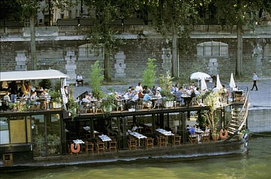 巴黎,法国,餐馆,驳船,塞纳河