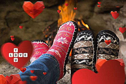 特写,浪漫,腿,袜子,正面,壁炉