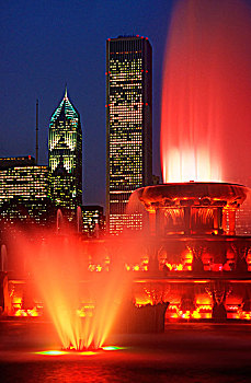 白金汉,纪念,喷泉,建筑,芝加哥,伊利诺斯,美国
