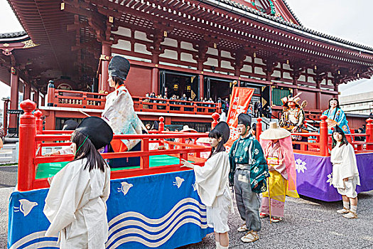 日本,本州,东京,浅草,节日,彩车游行,浅草寺