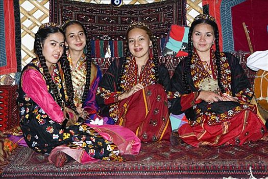 民族舞,群体,阿什喀巴得,土库曼斯坦