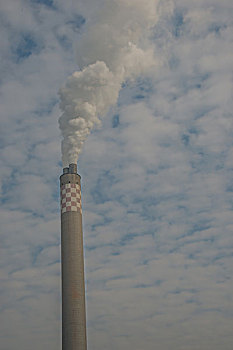烟囱,云,鱼鳞云,蓝天,烟,污染