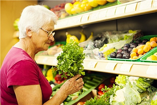 老年,女人,超市