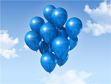 蓝色,气球,蓝天