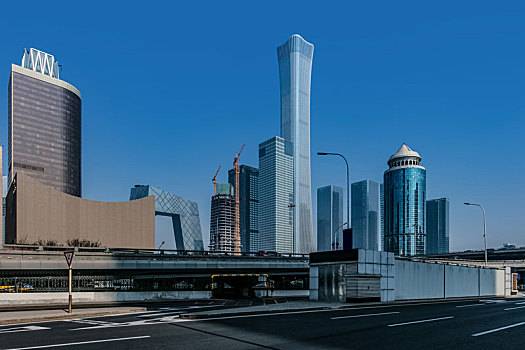 北京市三环大街国贸都市摩天高楼建筑