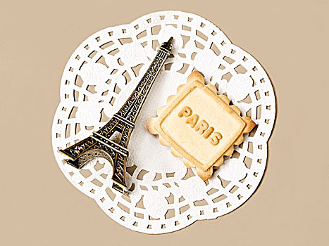 构图,迷你,埃菲尔铁塔,饼干,铭刻,巴黎,纸,餐垫