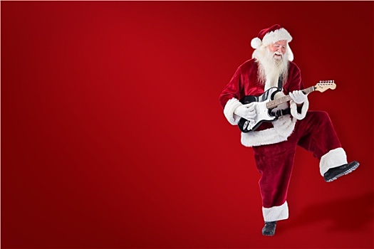 合成效果,图像,圣诞老人,有趣,吉他