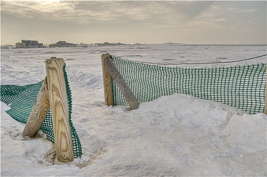 栅栏,冬天,海滩