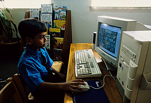 孩子,学习,电脑,授课,训练,中心,孟加拉