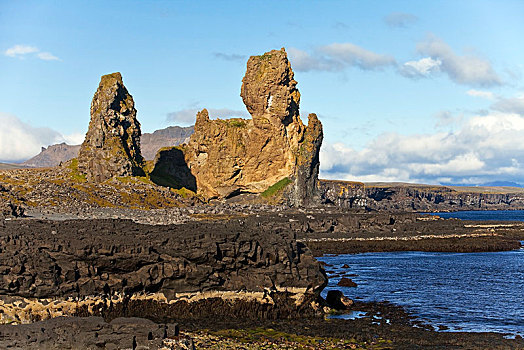 海边风景,岩石构造,国家公园,斯奈山半岛,西部,冰岛,韦斯特兰德,欧洲