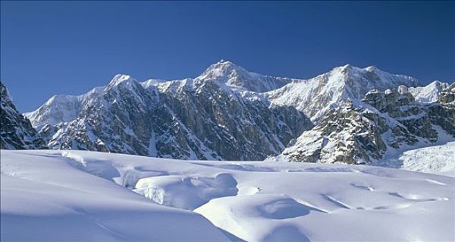 麦金立山,高耸,高处,冰河,德纳利国家公园和自然保护区,阿拉斯加