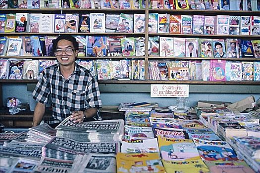 泰国,摊贩,销售,报纸,杂志