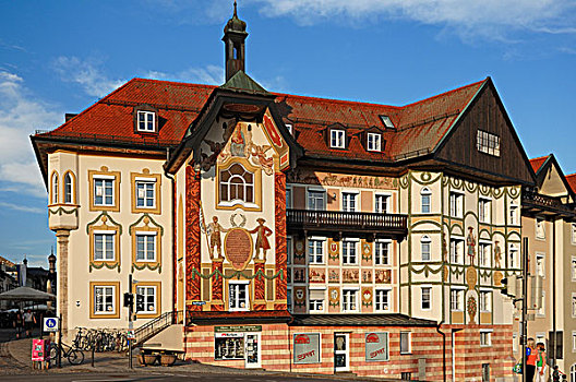 建筑,传统,壁画,坏,上巴伐利亚,德国,欧洲