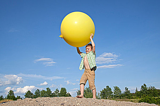 小男孩,玩,大,气球