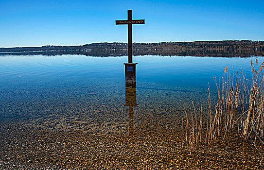 国王,纪念,施塔恩贝格湖,巴伐利亚,德国,欧洲