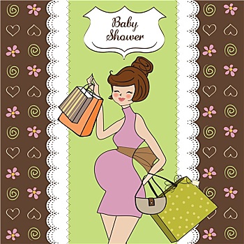 婴儿,宣告,卡,美女,孕妇,购物