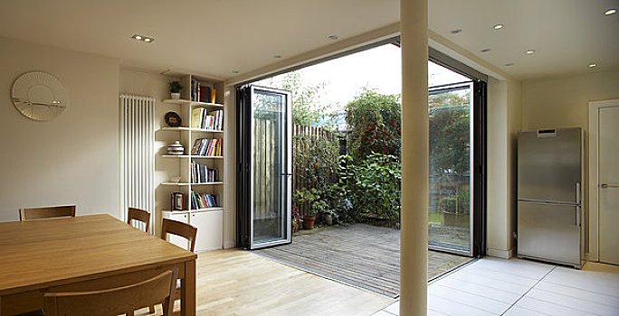 住宅,南,伦敦,英国,2009年,全景,内景,展示,特征,玻璃门,开放式格局,生活方式