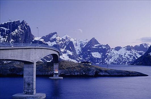 挪威,诺尔兰郡,高架桥,雪