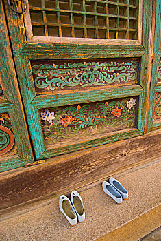 拖鞋,涂绘,门,佛国寺,庆州,韩国