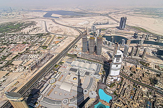 航拍,市区,迪拜,最高,建筑,世界,哈利法,阿联酋