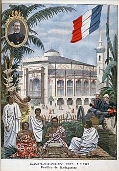 马达加斯加,亭子,展示,19世纪,巴黎,艺术家,未知
