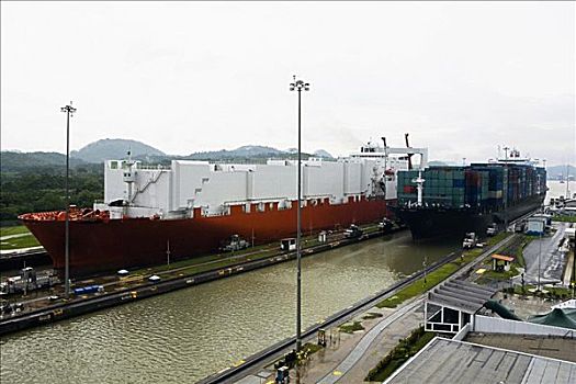 集装箱船,货物集装箱,商业码头,巴拿马运河,巴拿马