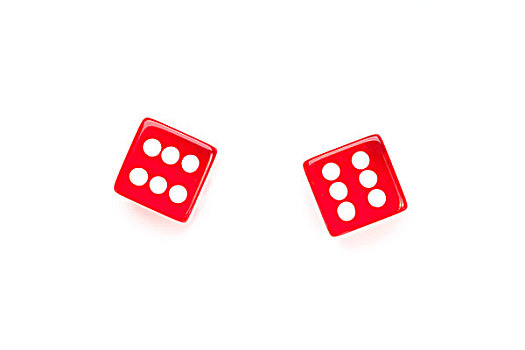 两个,红色,骰子,白色背景