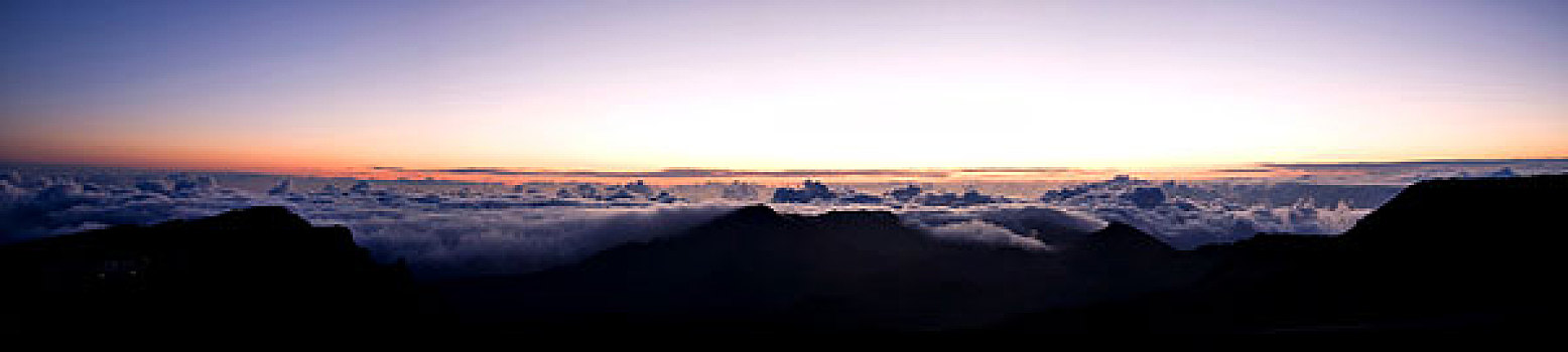 全景,图像,日出,高处,云,上面,毛伊岛