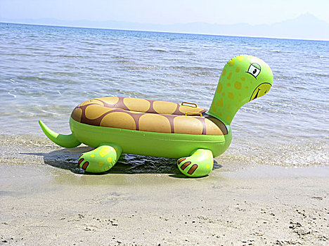 海滩,海龟,沙滩,海洋,水,夏天,户外,充气,纯洁,概念,度假,休闲,生活方式,孩子,有趣,静物,无人