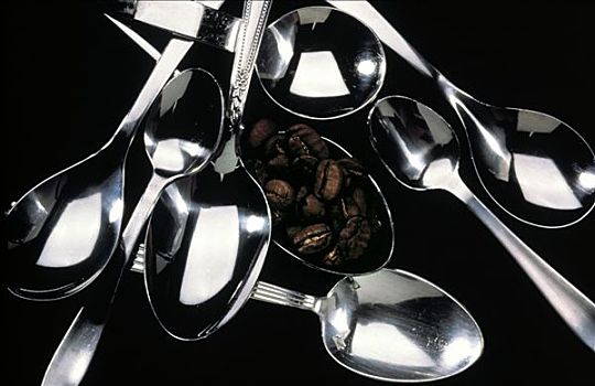 种类,勺子,一个,咖啡豆