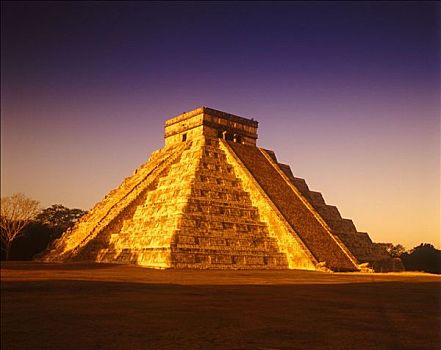 卡斯蒂略金字塔,金字塔,奇琴伊察,遗址,尤卡坦半岛,墨西哥