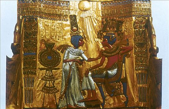 金色,宝座,图坦卡蒙,古埃及,第十八王朝,埃及新王国,公元前14世纪,艺术家,未知