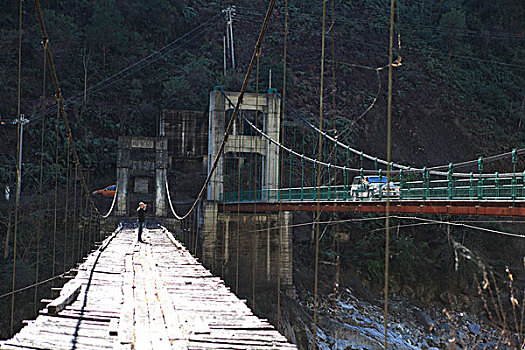 怒江大峡谷的吊桥