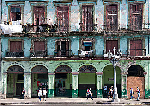 风化,彩色,建筑,特写,哈瓦那,街头生活