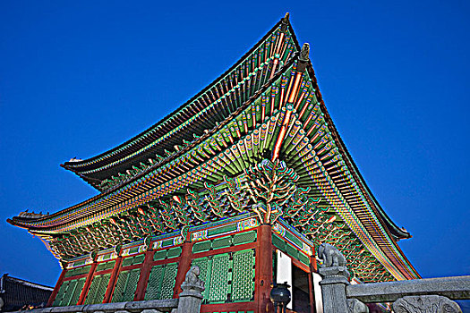 建筑细节,勤政殿,景福宫,首尔,韩国