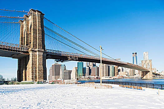 布鲁克林大桥,雪,公园