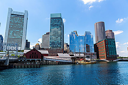 波士顿,马萨诸塞,天际线,狂热,码头,美国