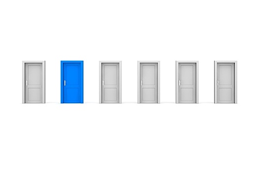 门,一个,蓝色