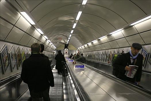 扶梯,银行,纪念建筑,地铁站,伦敦,英格兰,英国,欧洲