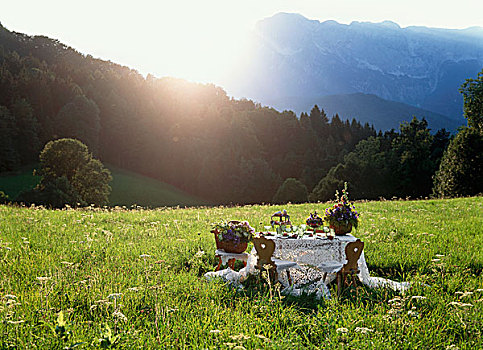 成套餐具,地点,山,奥地利
