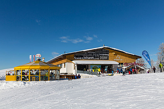 车站,餐馆,滑雪,区域,萨尔茨堡州,奥地利,欧洲