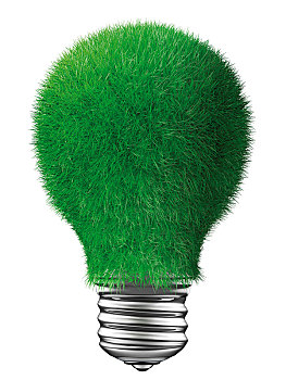 电灯泡,遮盖,草,概念,节约,能量,插画