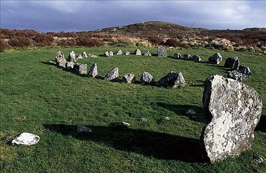 石头,圆,草地,北爱尔兰,欧洲