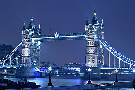 塔桥,夜晚,伦敦,英格兰,英国,欧洲