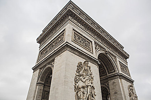 凯旋门,街道,巴黎,仰视,雕塑