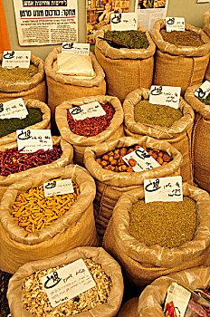 袋,调味品,犹太,市场,耶路撒冷,以色列,中东,东方