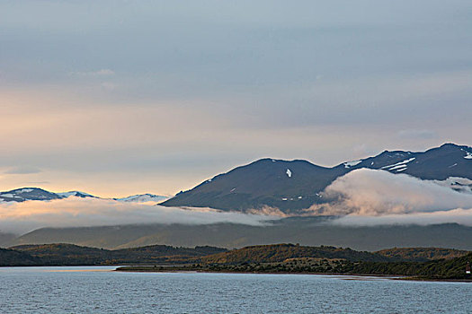 阿根廷,火地岛,比格尔海峡,日落