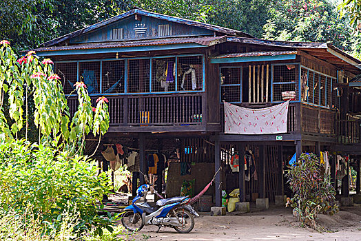 传统,房子,克伦邦,缅甸