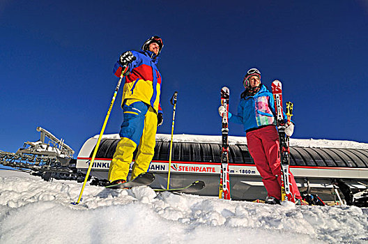 滑雪者,吊舱,缆车,有轨电车,滑雪,区域,巴伐利亚,德国,欧洲