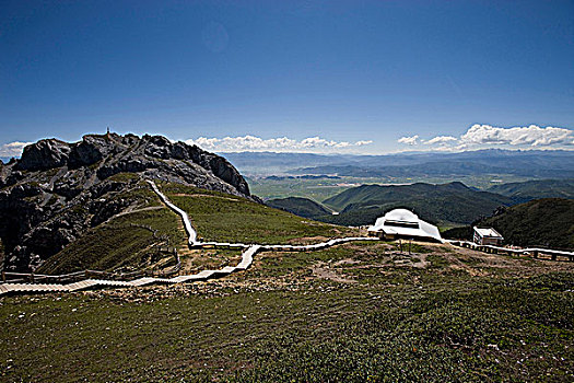 上面,雪,山,蓝色,月亮,山谷,香格里拉,中国